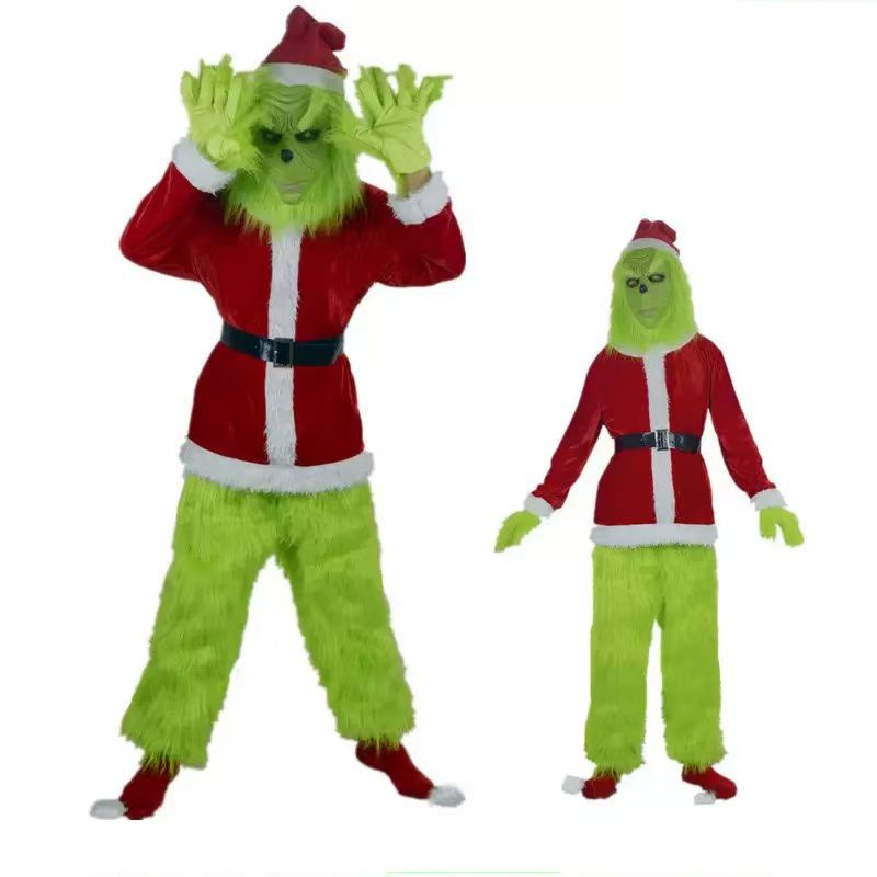 Santa Hat Plush - Merry Christmas Grinch Cosplay Costumes Green