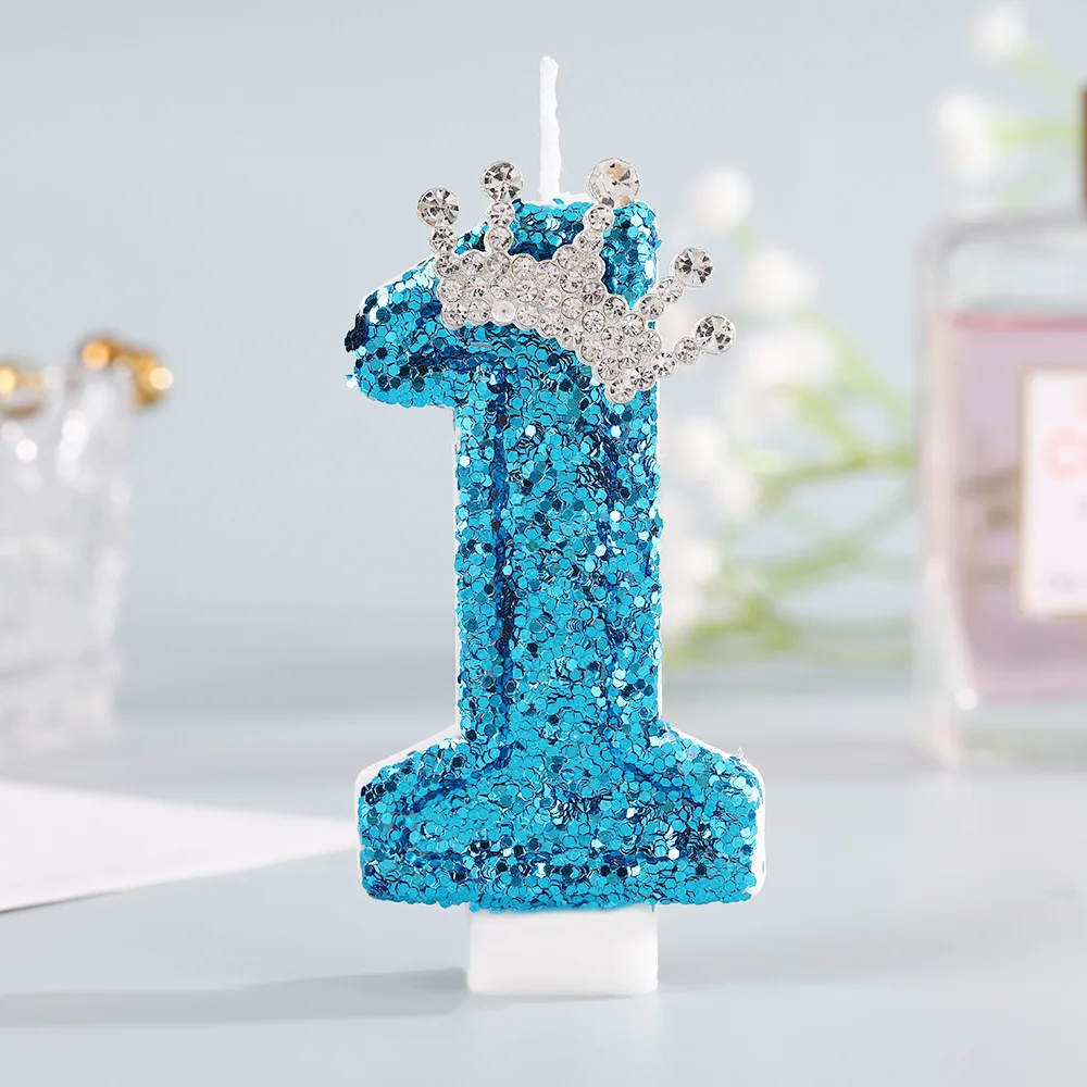 Blue Crown Number Birthday Can - Holiday Candle Set recension och pris