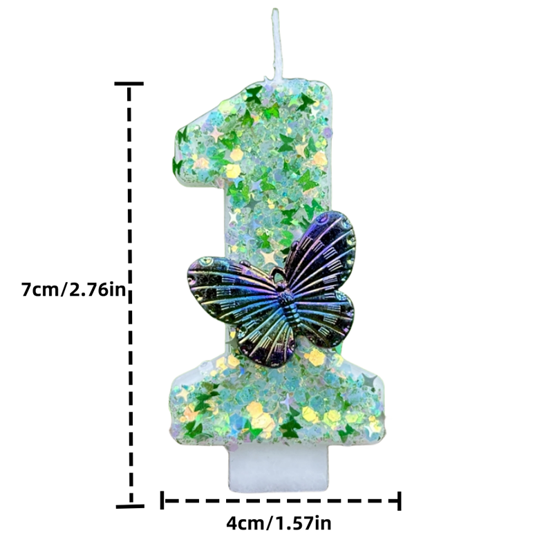 1Pc Green Sequins Number 0-9 B - Holiday Candle Set recension och pris